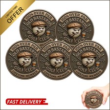 5Pcs over Par Old Bastards Golf Coin, Funny Golf Challenge Coin for Men with Whi