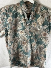 cooke street hawaiian shirt medium Green Floral USA Cotton Free Shipping