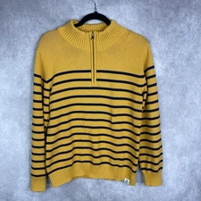 Long Wharf Supply Co Sconset SeaWell Striped Quarter Zip In Marigold Women's XL