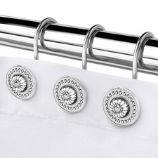12 PCS Chrome Silver Metal Rust Proof Decorative Shower Curtain Hooks Hangers