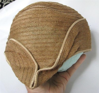 Antique Cloche Hat Flapper Art Deco Era Woven Coil Horsehair Beige 20's Vintage