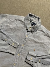 Polo Ralph Lauren Shirt Mens 16/34 Blue Oxford Button Flesh Pony Preppy OCBD