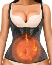 Waist Trainer Vest for Women, Zipper Corset Tummy Control Tank Top with Straps