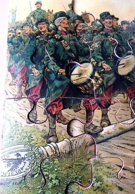 c. 1870 🧩 BOITE DE 3 PUZZLES ANCIENS EN BOIS 🧩 DONT UN MILITAIRE - MILITARIA - Photo 1/4