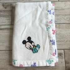 Vintage White Acrylic Dundee Disney Baby Mickey Mouse Blanket Lovey
