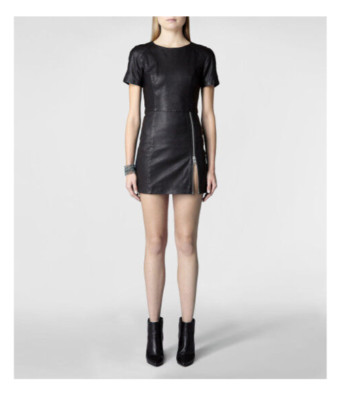 ALLSAINTS Black Leather Feliz Dress Sz 0 | eBay