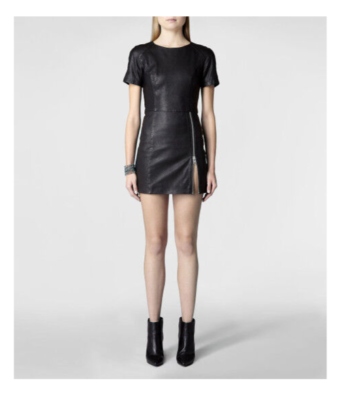 allsaints leather dress ALLSAINTS Black Leather Feliz Dress Sz 0