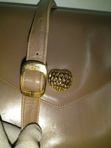 Salvatore Ferragamo Brown Leather Gold Hardware Crossbody Bag - Vintage - Picture 6 of 12