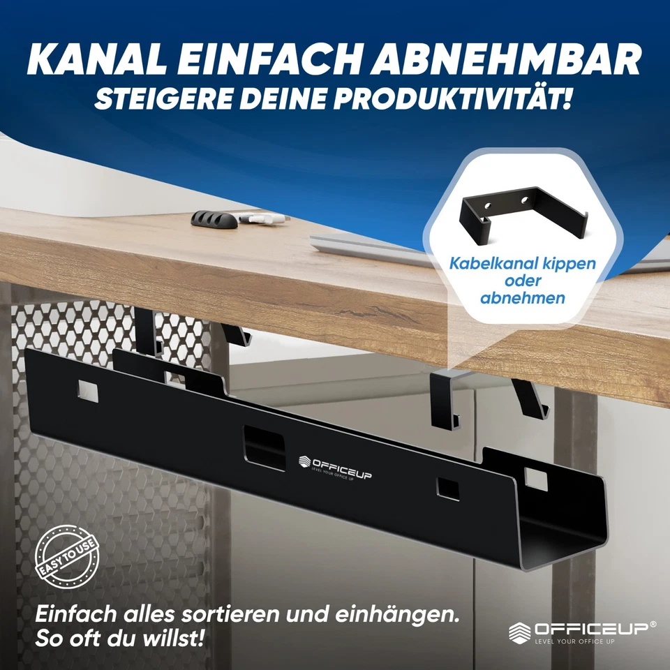 OfficeUp® KABELKANAL Schreibtisch - Kabelmanagement [Komplett Set] - Kabelwanne - Bild 3 von 4