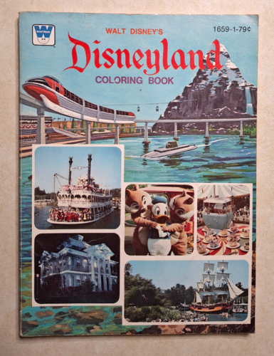 Vintage Walt Disneys Disneyland Malbuch Whitman 1975 meist ungefärbt