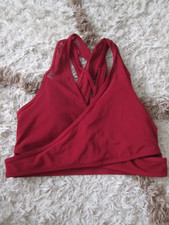 Athleta Brick Red Strappy Wrapped Look Sports Bra Sz Medium Lined Wirefree