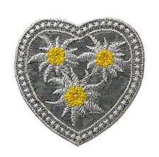 Heart with Edelweiss Edelweiss - Patch Iron On Patch Applique 9229 Costume