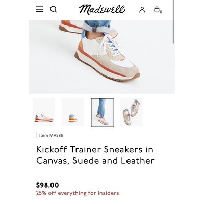 Madewell Kickoff Trainer Sneakers Color Block Tan + Navy Mens 8 s-l400.jpg main image 2