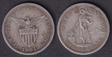 Moneda de plata de 20 centavos de Estados Unidos Filipinas Estados Unidos de América de la década de 1904 #A5