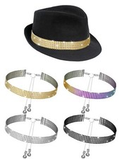4 Pcs Rhinestone Stretchable Hat Bands for Cowboy Women Panama Hat Belt Bling...