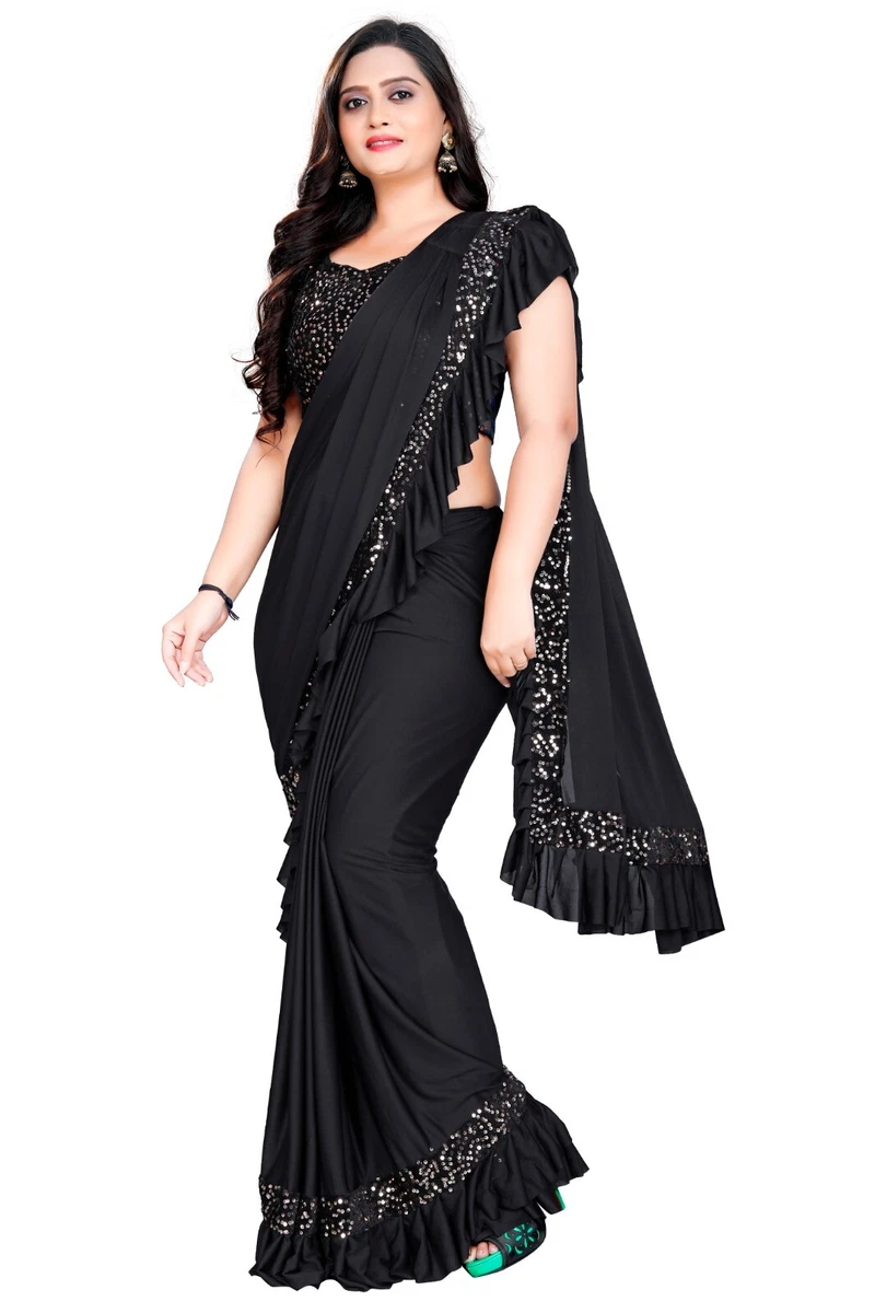 ROCK N ROLLA - NUDE EMBELLISHED PRE-STICHED SAREE SET – Papa Don't Preach