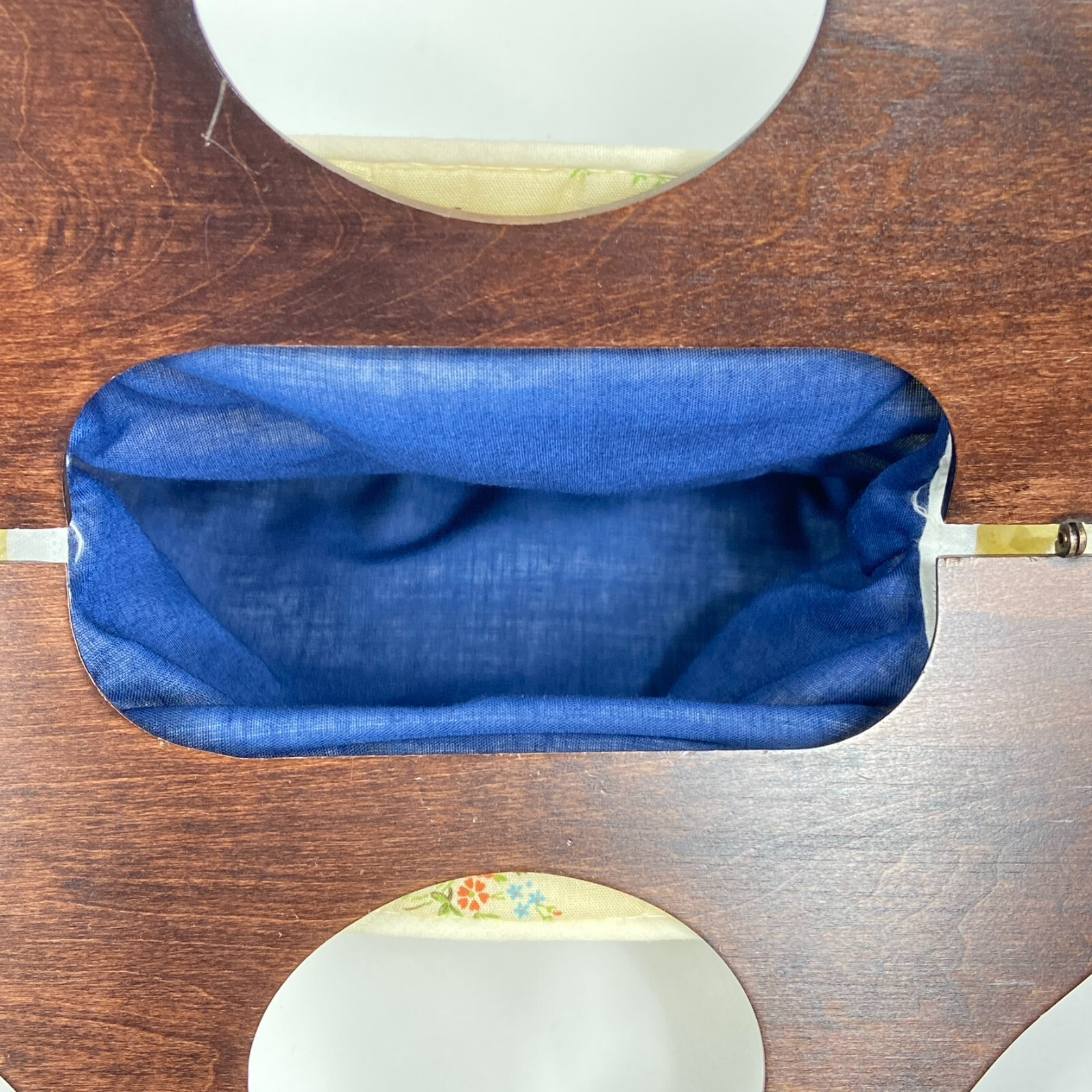 Vintage Button Purse with Wooden Handles & 2 Monogramed Interchangeable Covers