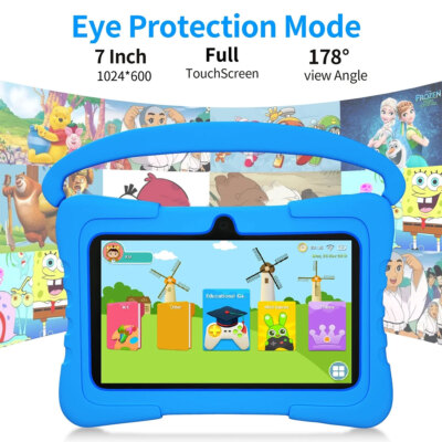 Kinder Tablet 7 Zoll, Android, 2GB+32GB Speicher, Bundle, WLAN,  Mit Schutzhülle