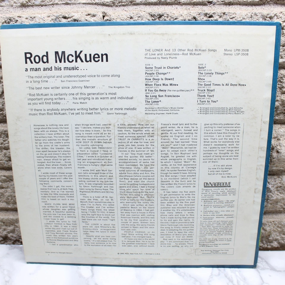 Rod McKuen The Loner Vinyl Record LP NM Album - Image 2 of 4
