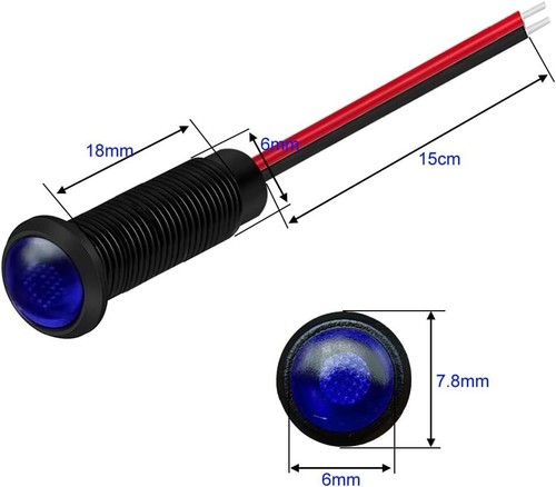 10pcs 6mm 1/4" AC/DC 12-24V LED Metal Indicator Light Waterproof Signal Pilot - Picture 29 of 144