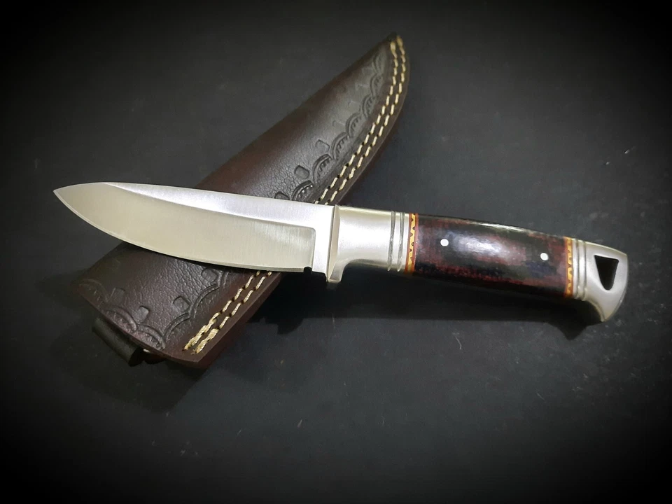 Cuchillo desollador de acero herramienta Full Tang D2 hecho a mano personalizado RaB con funda de cuero Foto 4 de 4