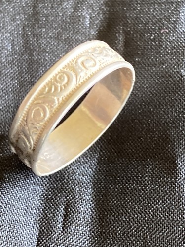 Anello Vintage Argento Sterling Pergamena Taglia 7 1/2 - Foto 5 di 11
