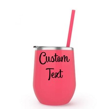 Coral Maars Bev Steel 12 oz Stemless Wine Tumbler with Straw Free Monogram