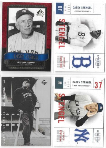 CASEY STENGEL NEW YORK YANKEES, LOS ANGELES DODGERS BASEBALL CARD LOT OF 4 CARDS