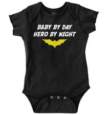 Baby By Day Hero By Night Comic Bat Hero Newborn Baby Boy Girl Infant Romper