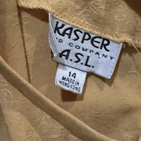 Kasper Butter Yellow Jacquard Textured Blouse Silk Satin Size 14 Vintage Y2k — 第 3/4 张图片