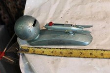 Vintage Duro Strato Rocket to the Moon Metal Coin Bank w/Key