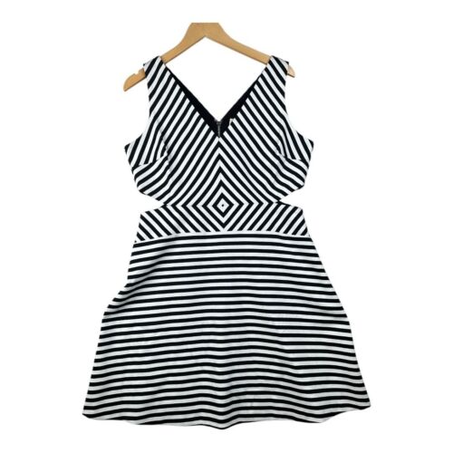 Michael Kors Striped Cutout Dress - Sleeveless, Party, Cocktail - Size 14
