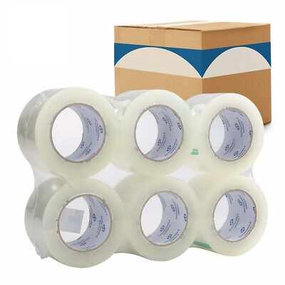 12 Rolls 2'' x 55 Yards 165' Carton Sealing Clear Packing Shipping Box Tape New