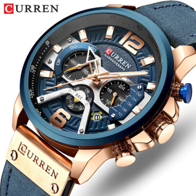 Luxus Herren Armbanduhr Chronograph Wasserdicht Kalender Datum Analog Quarz UhrD