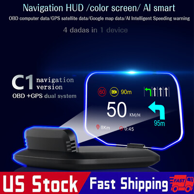 Car OBD2 Head Up Display Navigation HUD Mirror GPS HUD Projection Speedometer C1