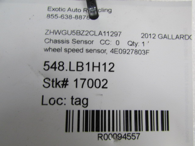 Lamborghini Gallardo, Wheel Speed Sensor, Used, P/N 4E0927803F