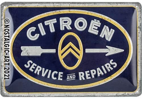 Citroen Service E Riparazioni Goffrato Metallo Insegna 300mm x 200mm