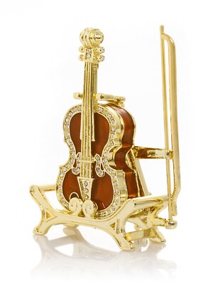 Keren Kopal Goldene Chello Schmuckschatulle verziert mit österreichischen Kri...