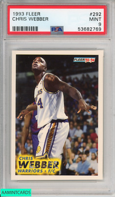 1993 FLEER CHRIS WEBBER #292 ROOKIE GOLDEN STATE WARRIORS RC PSA 9 MINT