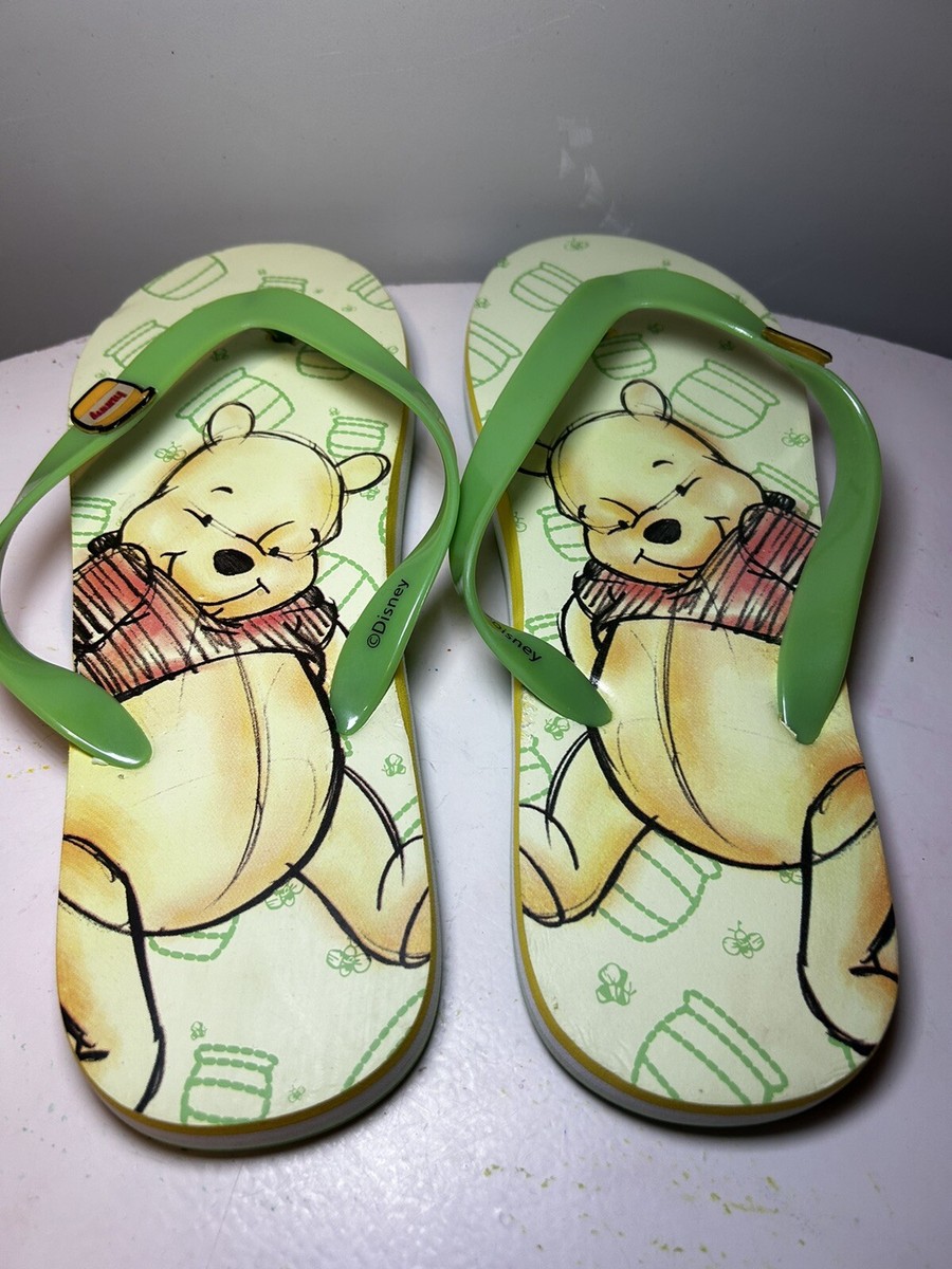 Ppsnabha Yellow Box Denim Flip Flops Sandals Winnie The Pooh