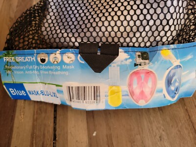 Free Breath Revolutionary Anti Fog Snorkeling Dive Mask 180 Vision L/XL Blue NEW