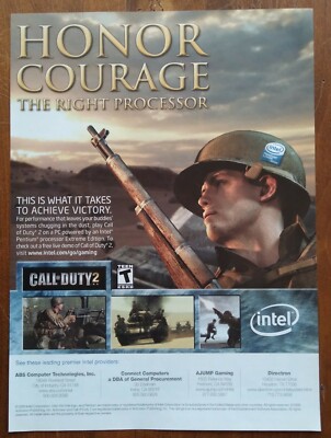 Call Of Duty 2 Intel Pentium Promo 2006 Vintage Video Game Room Print Ad/Poster 