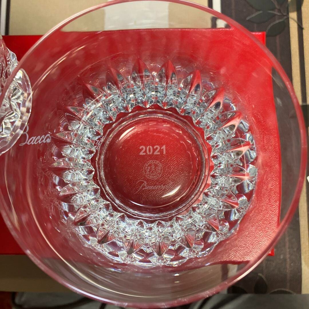 Baccarat 2021年製クリスタルカップ BACCARAT Year Tumbler Tiara 2021 Crystal Rock Glass Set of 2 Japan