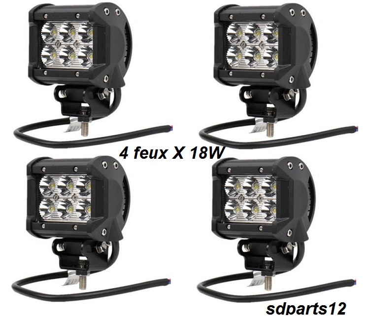 Feux de Travail LED 18W Étanche IP67 pour Châssis de Camion 4x4
