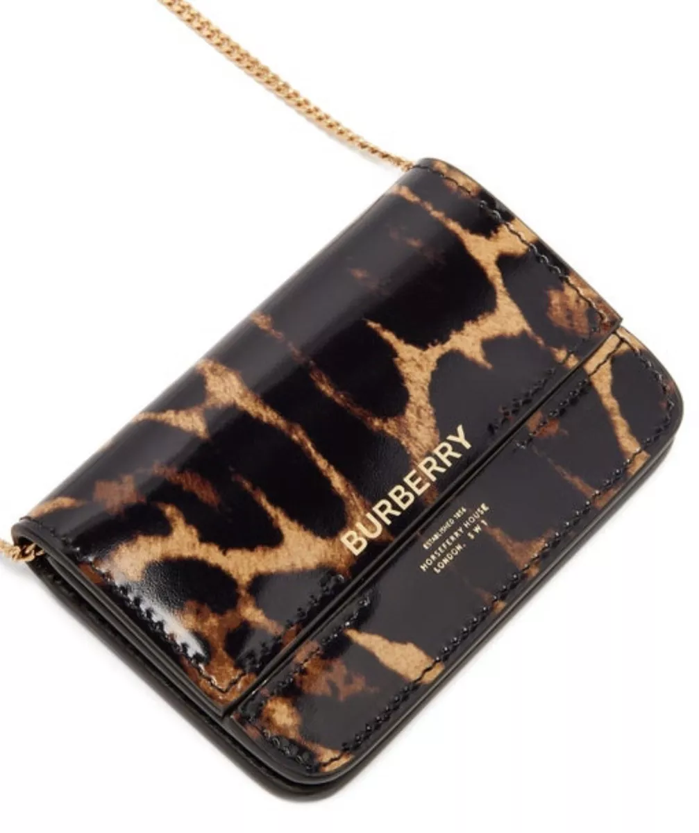 Burberry Jody Leopard-print Chain Strap Wallet