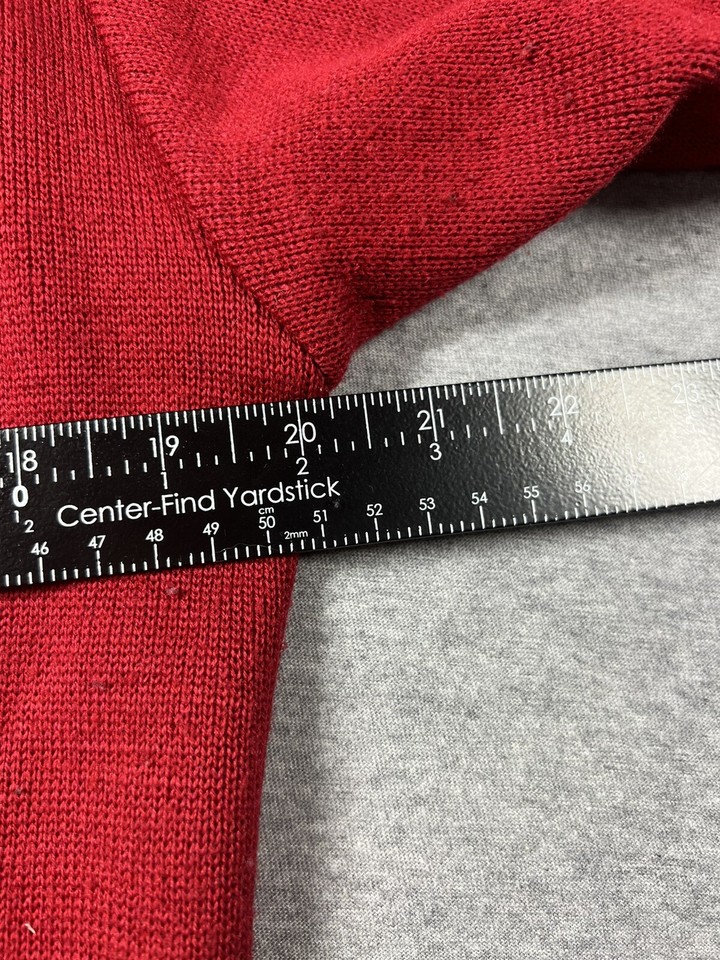 Talbots Knit Sweater Blazer Womens Medium Wool Blend Red gold buttons