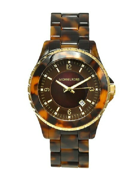NEW MICHAEL KORS GOLD TONE+BROWN TORTOISE ACRYLIC BAND  display picture 2