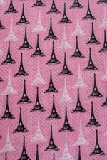 Paris Eiffel Towers Cotton Quilt Fabric-Black and White on Pink- 44"-By The Yard