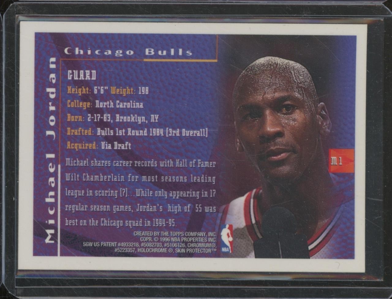 1995-96 Topps Finest MICHAEL JORDAN #M1 Mystery Insert Chicago Bulls JA808