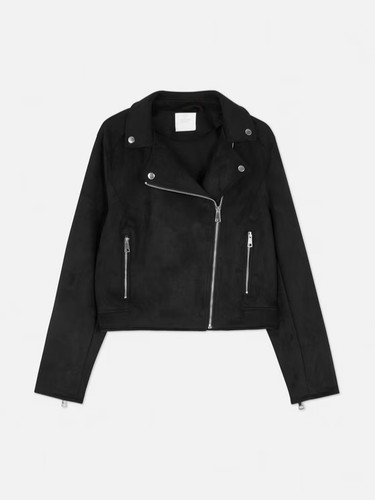 BNWT New Primark Black Faux Suede unline Biker Jacket size S Small 10-12 new - Picture 2 of 8